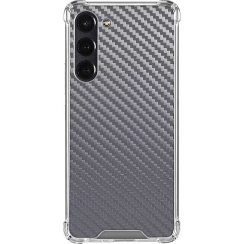 Silver Carbon Fiber Specialty Texture Material Galaxy S24 FE Clear Case
